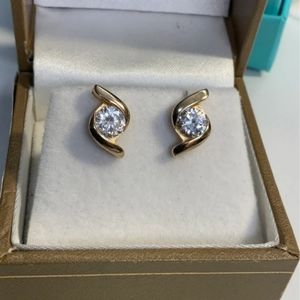 Authentic Gold Over Sterling Silver Clear Stone Earrings